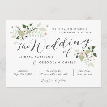 Meadow Blooms Wedding Invitation -white by Whimzy_Designs at Zazzle