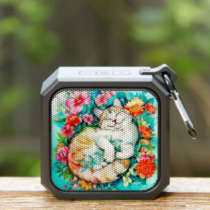 Meadow Blossom Cat Bliss Watercolor Bluetooth Speaker