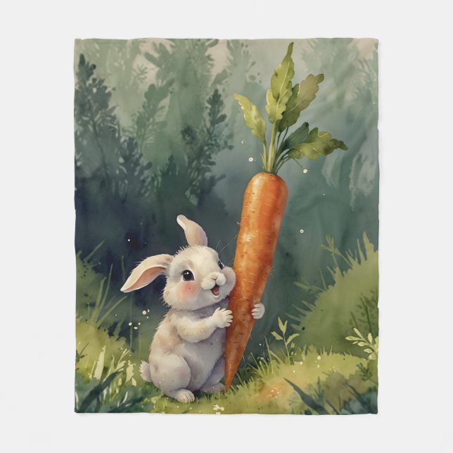 Meadow Bunny Dreams: Cozy Fleece Blanket (Front)