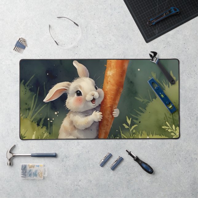 Meadow Bunny Dreams: Whimsical Desk Mat  (Workstation)