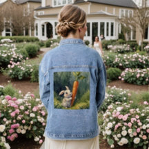 Meadow Bunny Dreams: Whimsical Jean Jacket
