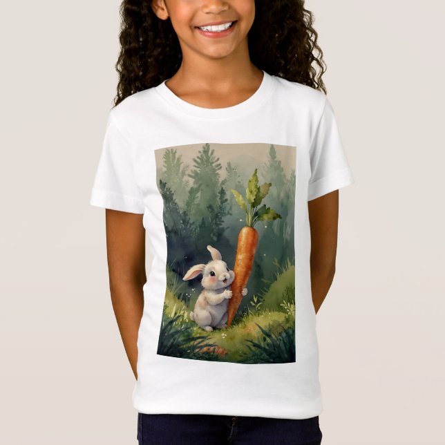 Meadow Bunny Dreams: Whimsical Kids T-Shirt  (Front)