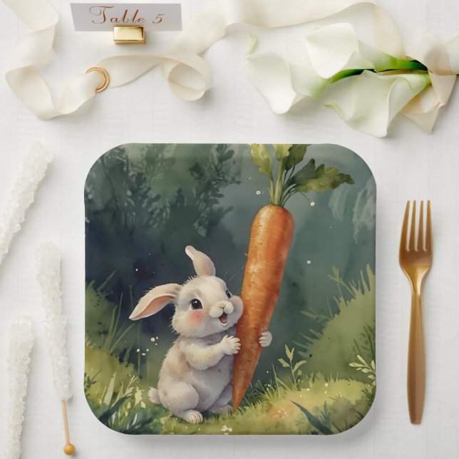 Meadow Bunny Dreams: Whimsical Paper Plate (Wedding)