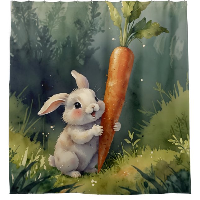 Meadow Bunny Dreams: Whimsical Shower Curtain (Front)