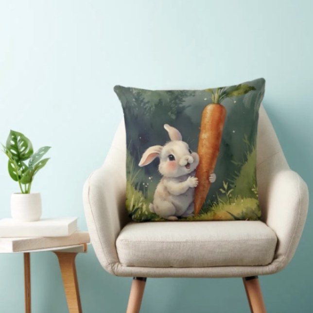 Meadow Bunny Dreams: Whimsical Throw Pillow  (Creator Uploaded)