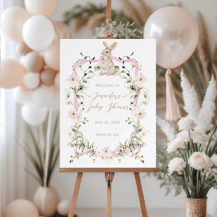 Meadow Bunny Wildflower Ribbon Baby Shower Welcome Foam Board
