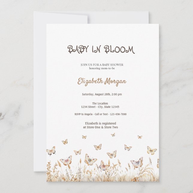  Meadow Butterflies Baby in Bloom  Baby Shower  Invitation (Front)