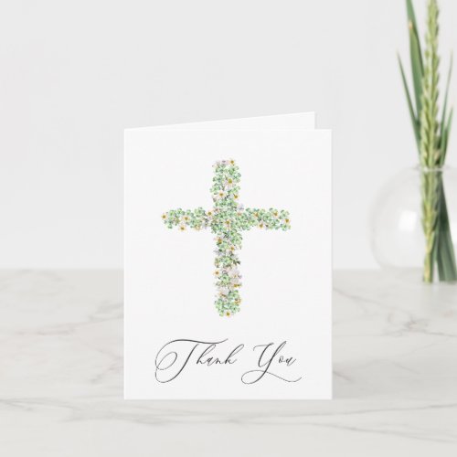 Meadow Clover wildflower cross Religious Thank You Invitation