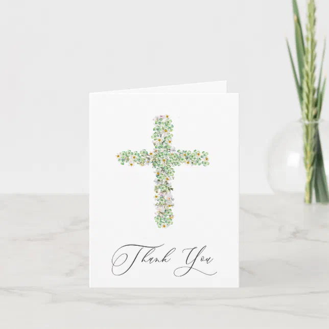 Meadow Clover wildflower cross Religious Thank You Invitation | Zazzle