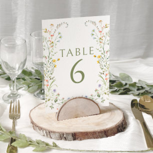 Meadow Colorful Floral Wedding Table Numbers