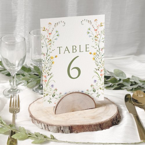 Meadow Colorful Floral Wedding Table Numbers