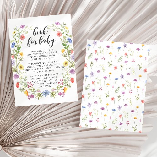 Meadow colorful wild flower book for baby shower enclosure card
