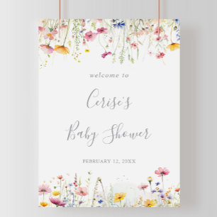 Meadow Colorful Wildflower Baby Shower Welcome Poster
