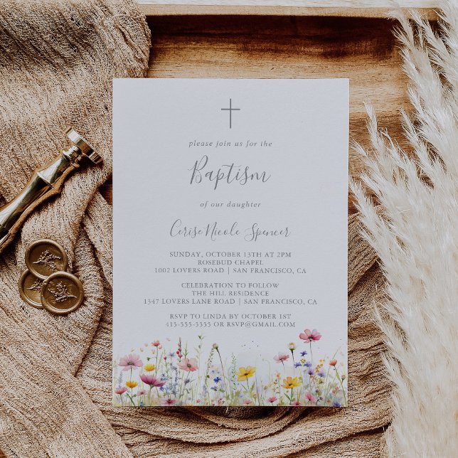 Meadow Colorful Wildflower Baptism Invitation (Creator Uploaded)