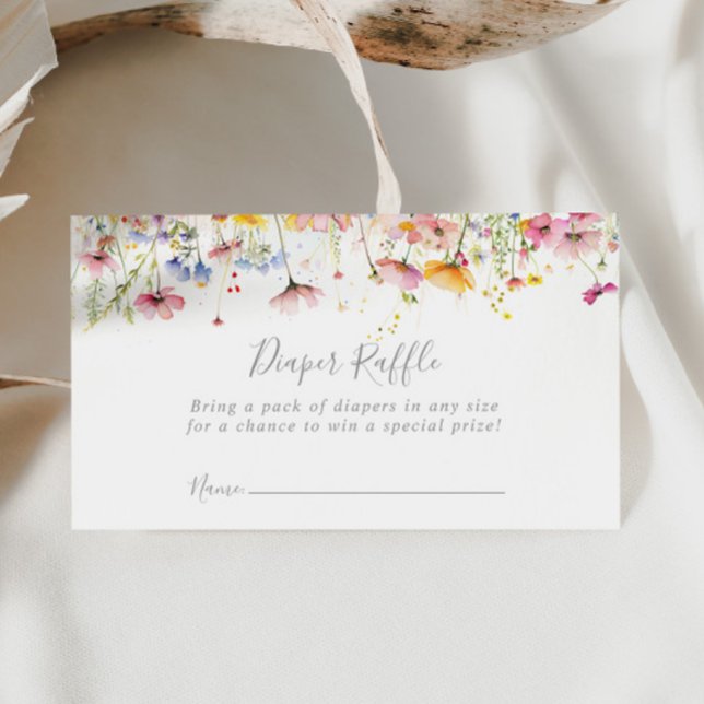 Meadow Colorful Wildflower Diaper Raffle Ticket Enclosure Card (Creator Uploaded)