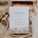 Meadow Colorful Wildflower First Birthday Party Invitation<br><div class="desc">This meadow colorful wildflower first birthday party invitation is perfect for a modern birthday party. The design features green,  pink,  blush,  yellow,  purple,  watercolor multicolor meadow flowers.</div>