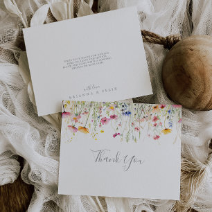 Meadow Colorful Wildflower Flat Wedding Thank You Card