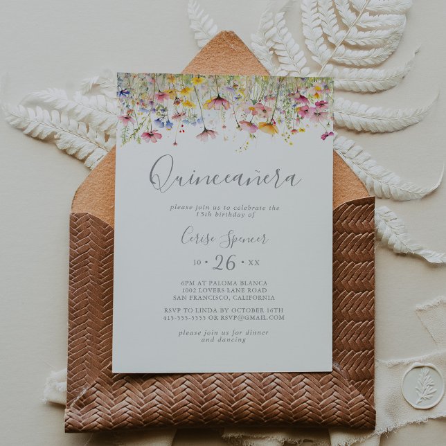 Meadow Colorful Wildflower Quinceañera Invitation (Creator Uploaded)