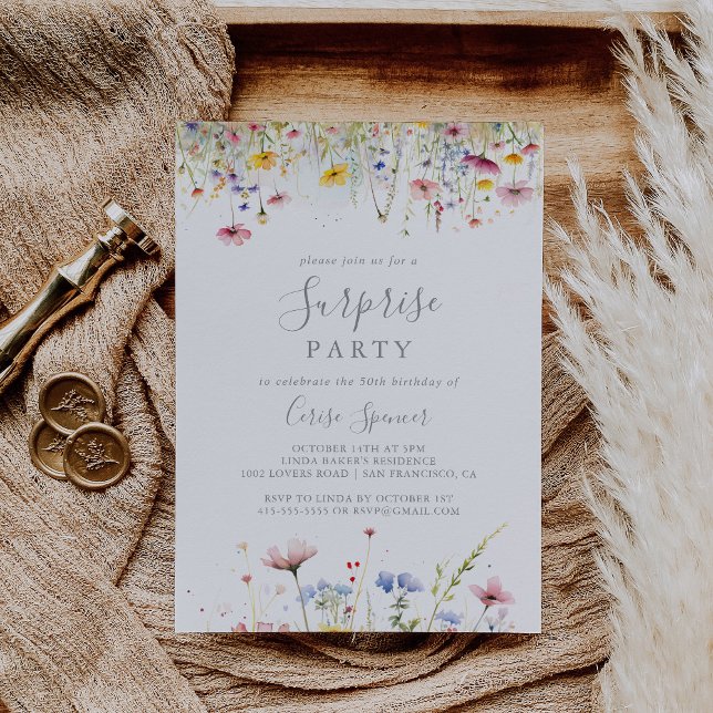 Meadow Colorful Wildflower Surprise Party Invitation (Creator Uploaded)