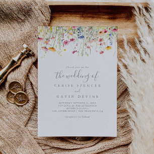 Meadow Colorful Wildflower The Wedding Of Invitation