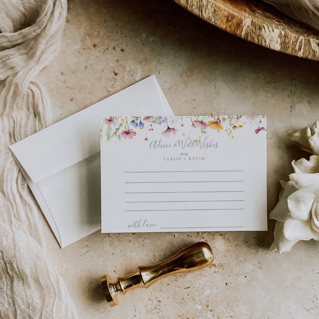 Meadow Colorful Wildflower Wedding Advice Card (Creator Uploaded)