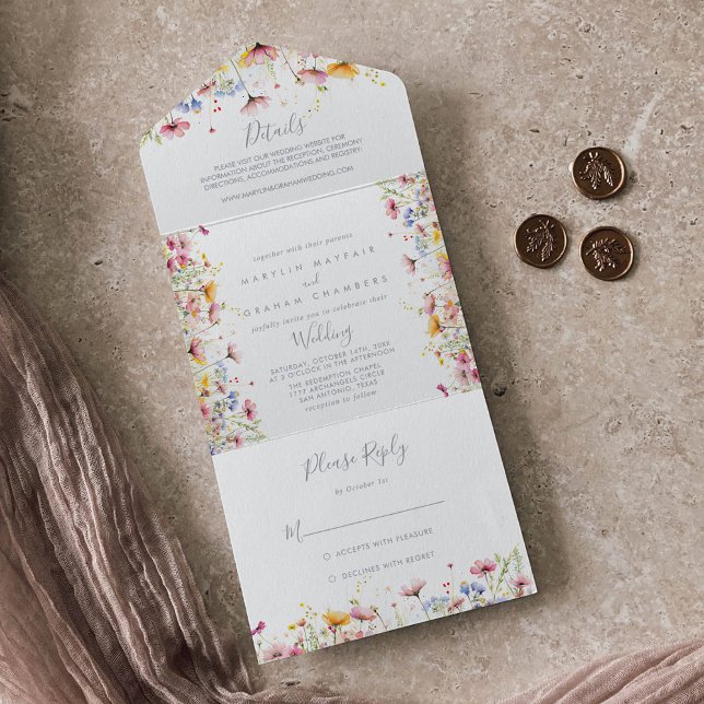 Meadow Colorful Wildflower Wedding     All In One Invitation (Creator Uploaded)