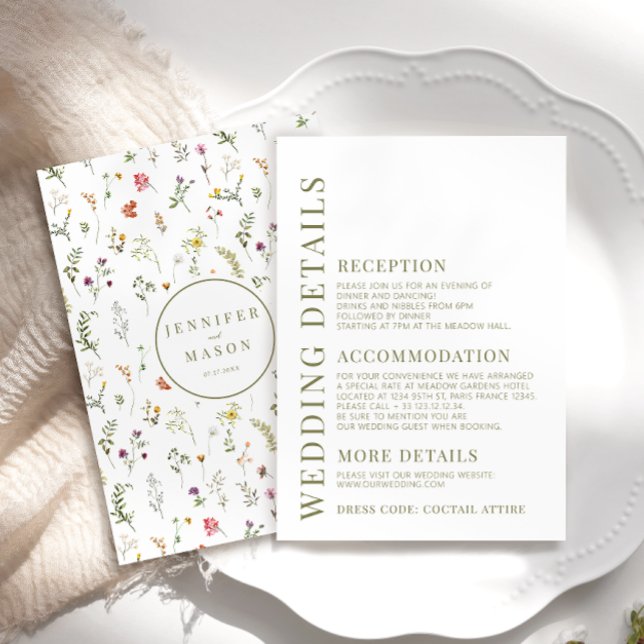Meadow colorful wildflower wedding details cards (Creator Uploaded)