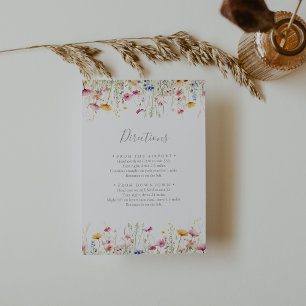 Meadow Colorful Wildflower Wedding Directions Enclosure Card