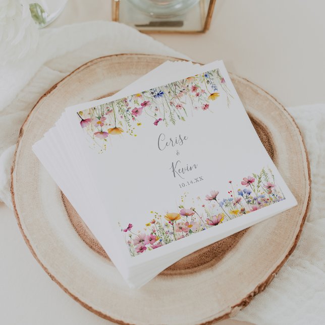 Meadow Colorful Wildflower Wedding Napkin (Creator Uploaded)