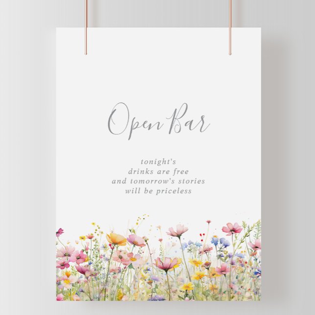  Meadow Colorful Wildflower Wedding Open Bar Sign (Creator Uploaded)