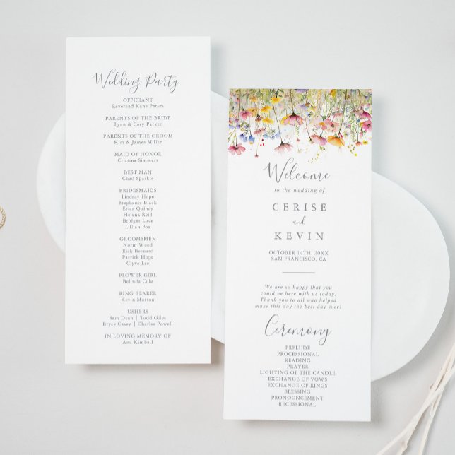 Meadow Colorful Wildflower Wedding Program (Creator Uploaded)
