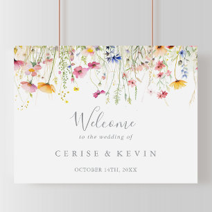 Meadow Colorful Wildflower Wedding Welcome Sign