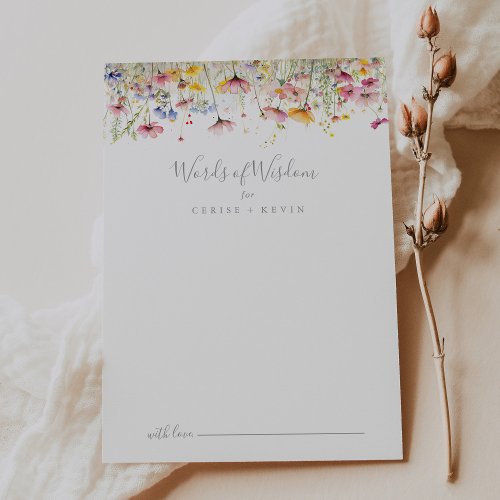 Meadow Colorful Wildflower Wedding Words of Wisdom