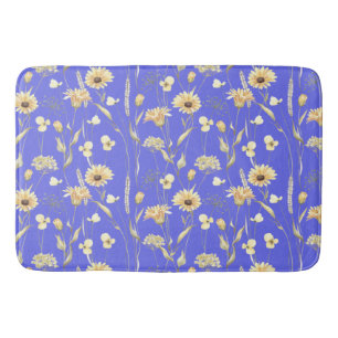 Meadow cottage country print blue  bath mat
