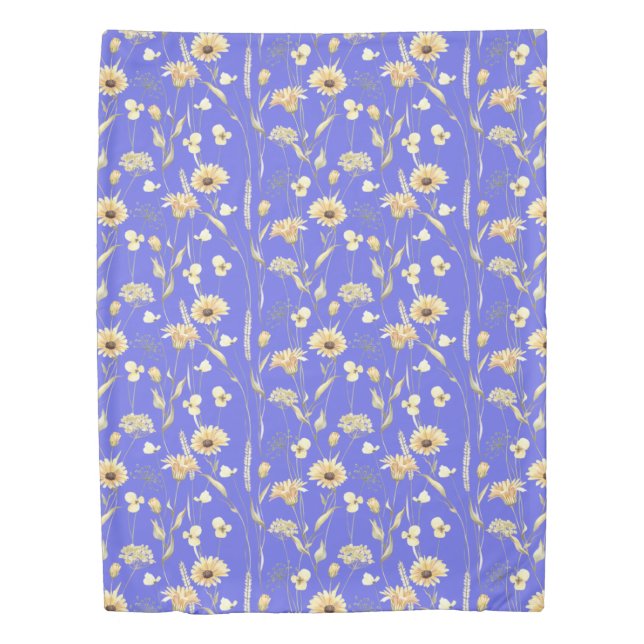 Meadow cottage country print blue  duvet cover (Front)
