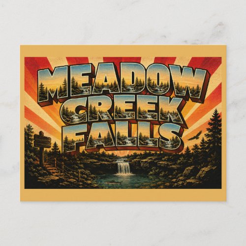 Meadow Creek Falls WV Waterfall Forest Art Postcard