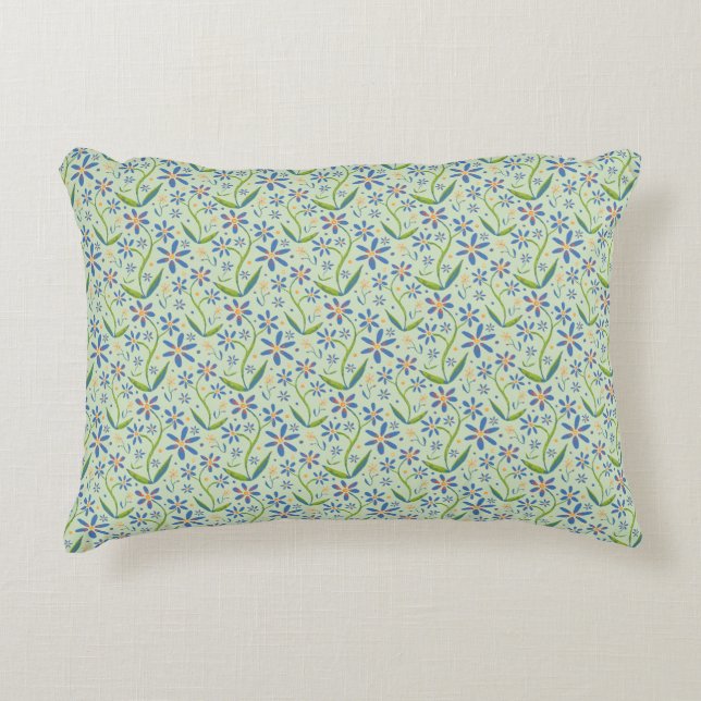 Meadow | Dancing Watercolor Daisies Accent Pillow (Front)