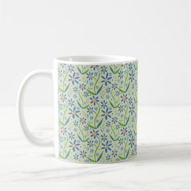 Meadow | Dancing Watercolor Daisies Coffee Mug (Left)