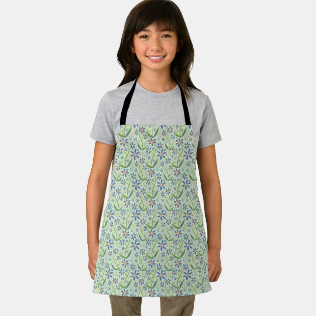 Meadow | Dancing Watercolor Daisies Kids Apron (Insitu)