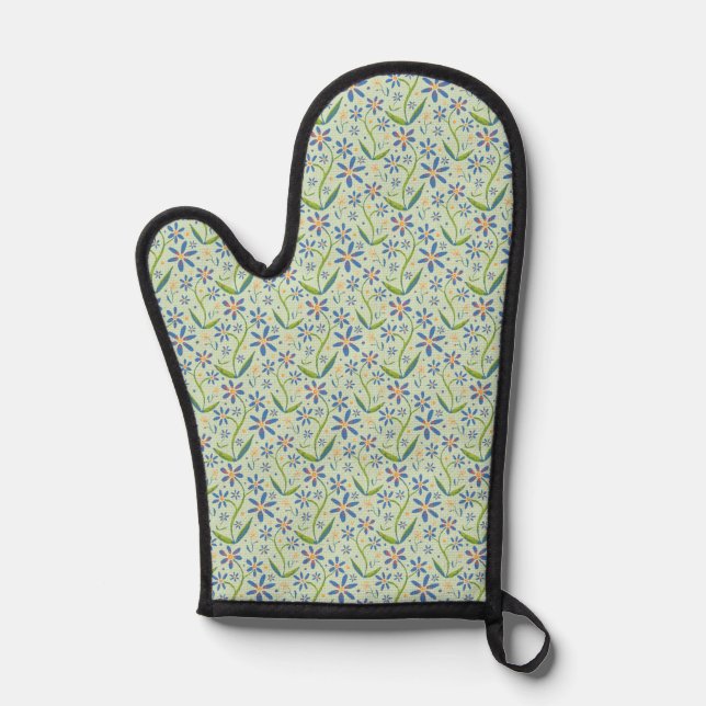 Meadow | Dancing Watercolor Daisies Oven Mitt (Front)