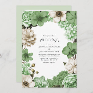 Meadow Fern, Pistachio Silk & Willow Ivory Wedding Invitation