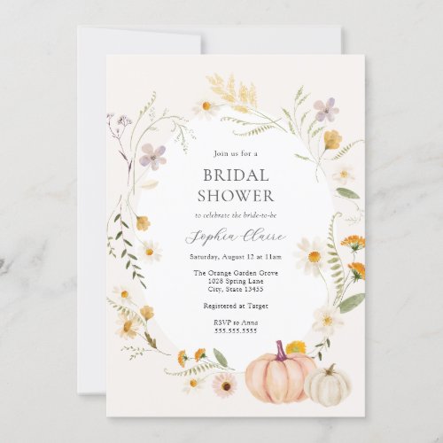 Meadow Field Pumpkins Bridal Shower Invitation