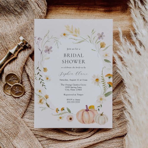 Meadow Field Pumpkins Bridal Shower Invitation