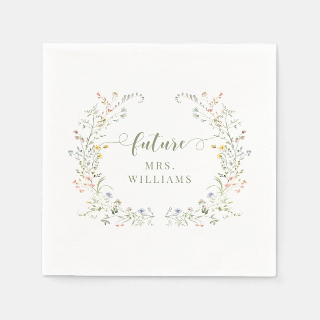 Meadow Field Wildflower Future Mrs Bridal Shower Napkins (Front)