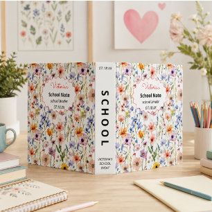 meadow floral Back to School Supplies teacher 3 Ring Binder