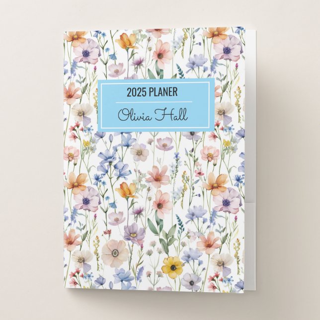 meadow floral Back to School Supplies Teachers Pocket Folder (Front)