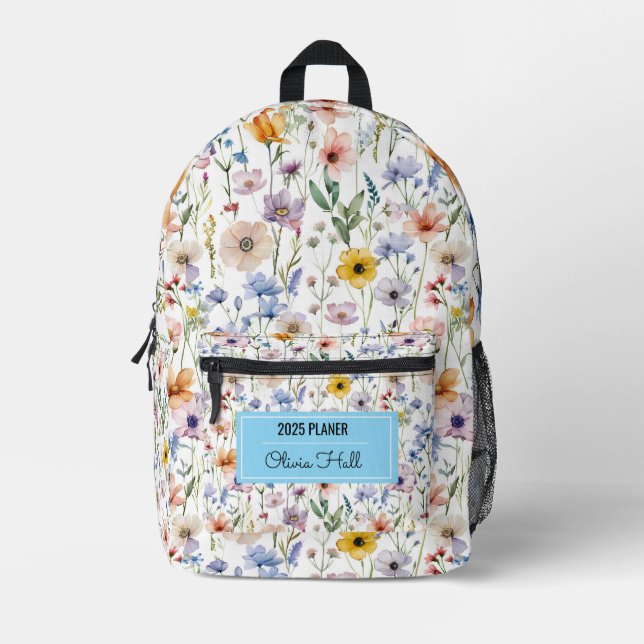 meadow floral Back to School Supplies Teachers Printed Backpack (Front)