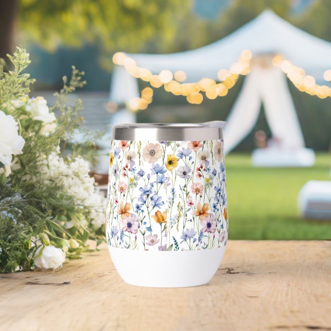meadow floral Back to School Supplies Teachers Thermal Wine Tumbler (Wedding)