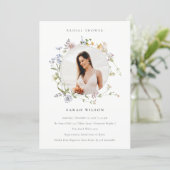 Meadow Floral Wreath Bridal Shower Photo Invite (Standing Front)
