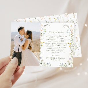 Meadow Flower Colorful Wildflower Wedding photo Thank You Card